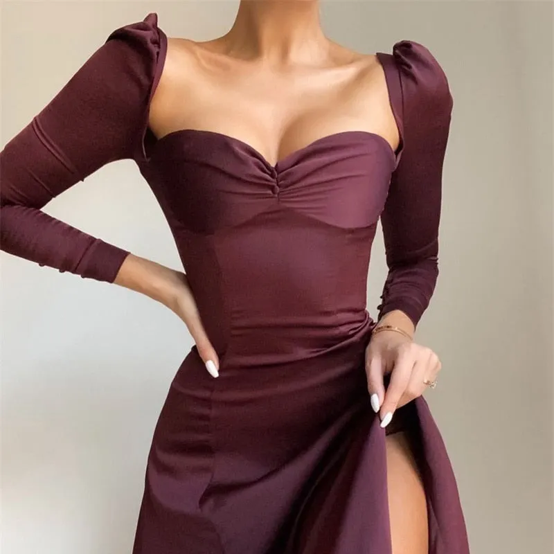 Satin Autumn Elegant Dress