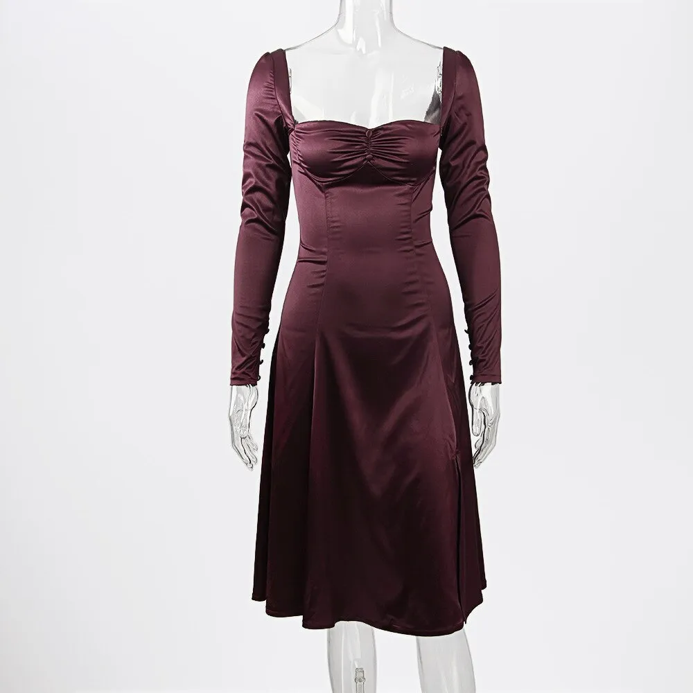 Satin Autumn Elegant Dress