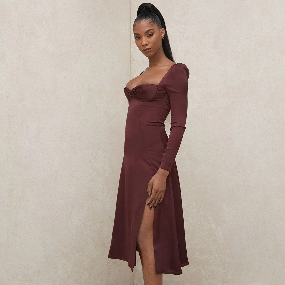 Satin Autumn Elegant Dress