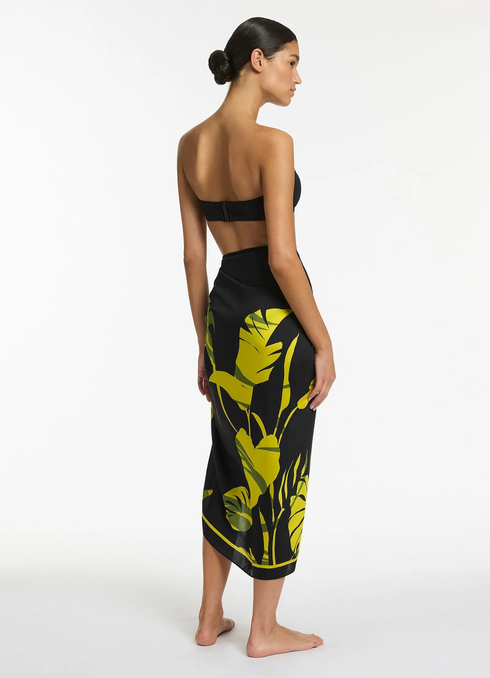 Shadow Palm Sarong - Black