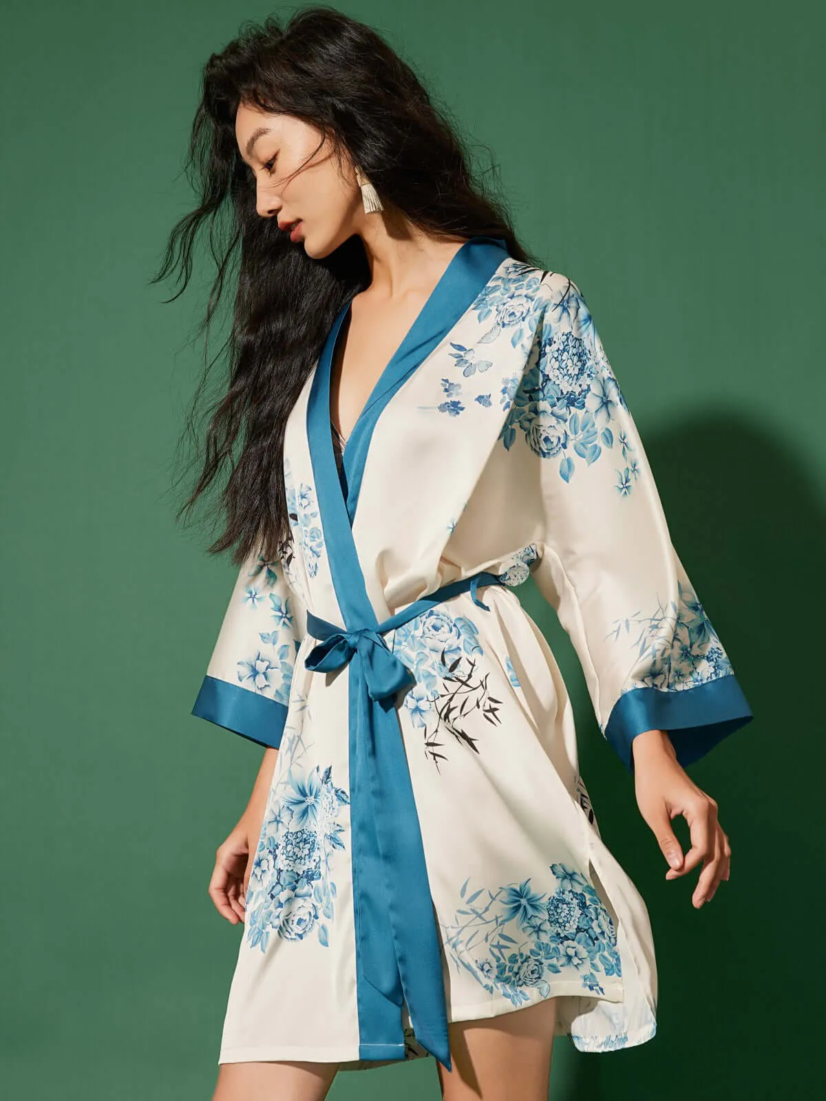 Short Kimono Robe bamboo