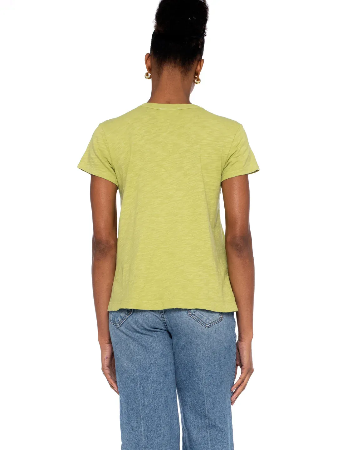 Short Sleeve Shrunken Slim Fit Crew in lemon by Wilt