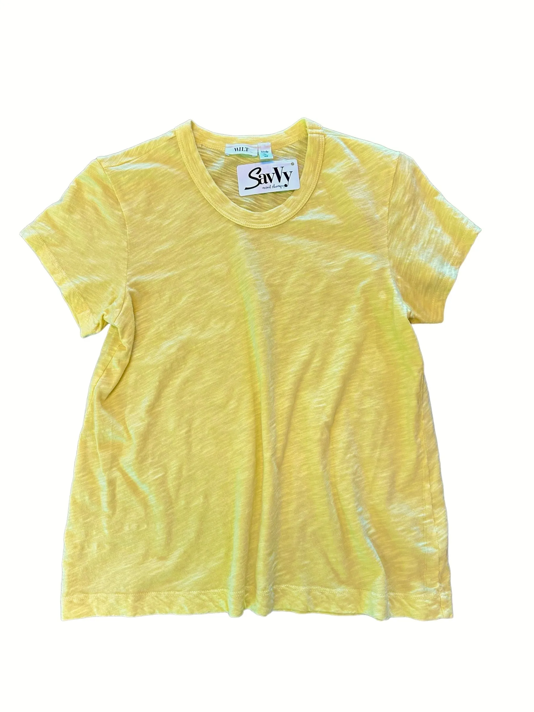 Short Sleeve Shrunken Slim Fit Crew in lemon by Wilt