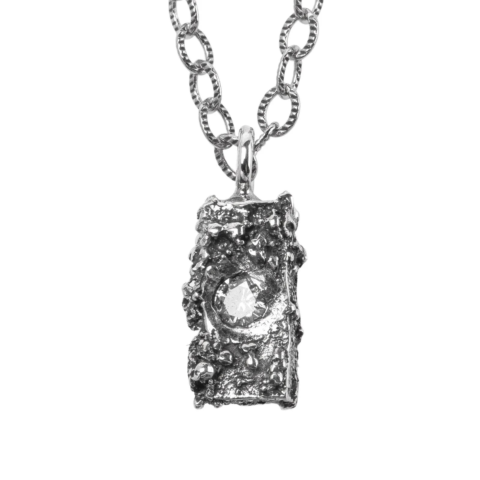 Silvermist Diamond Rugged Textured Brick Necklace