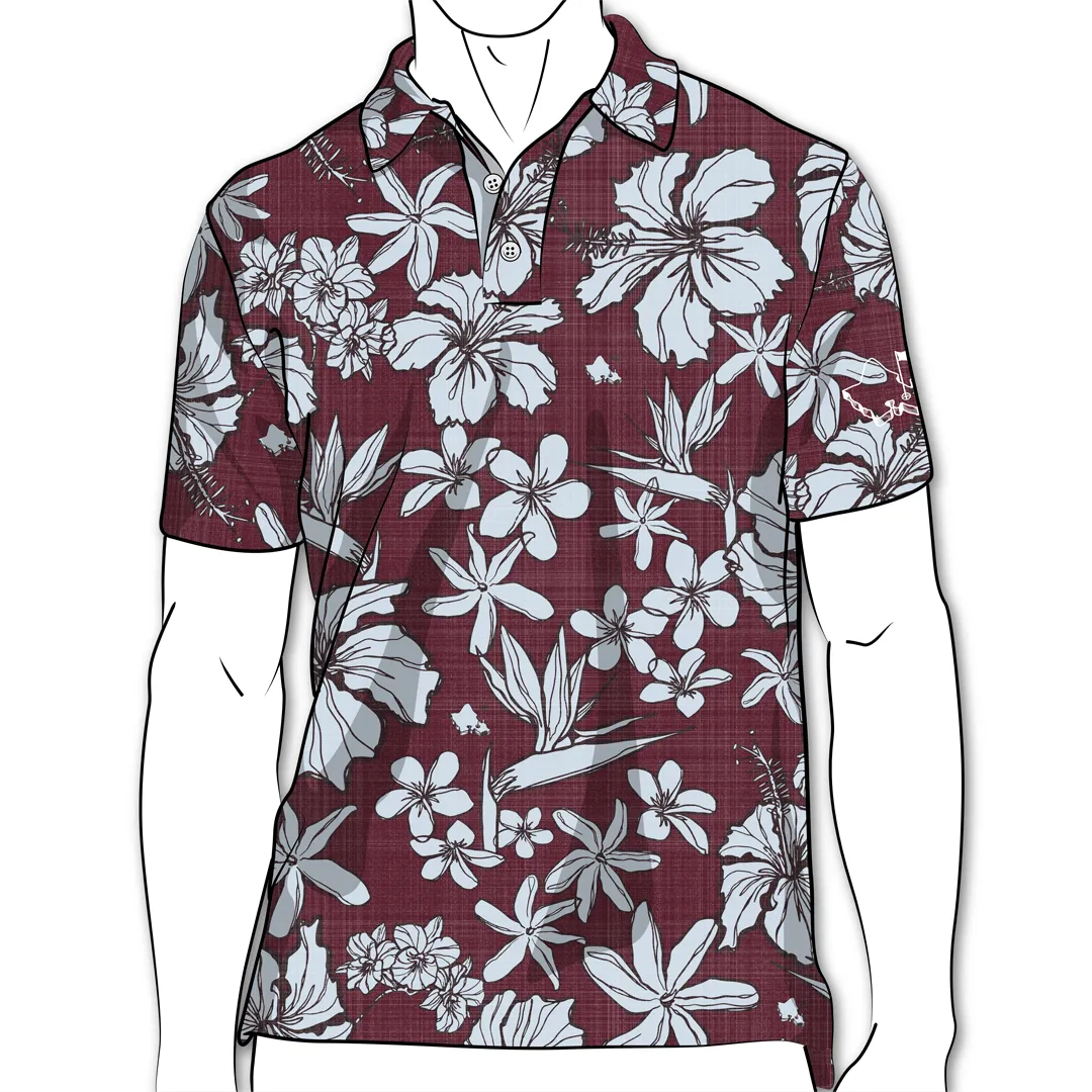 Sketchy Burgundy Haze - OGA Men's Polo - Burgundy Ice