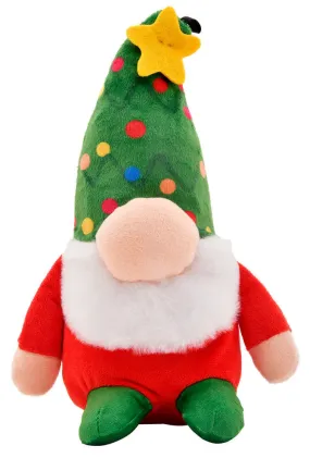 Snugarooz Holmes Gnome - Green Tree Hat - Squeaker & Crinkle Holiday Dog Toy (10)