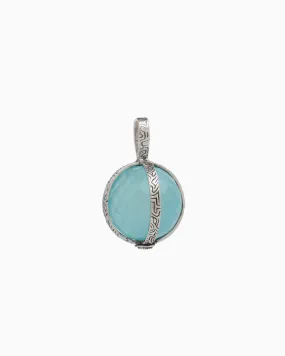 Spinning Globe Stone Pendant with Reef Texture - Blue Chalcedony