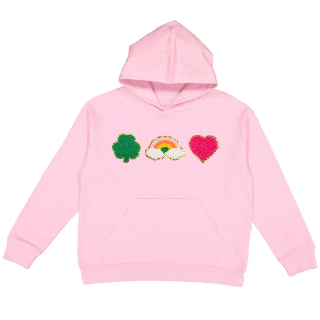 Sweet Wink Lucky Treats Patch St. Patrick's Day Youth Hoodie - Pink