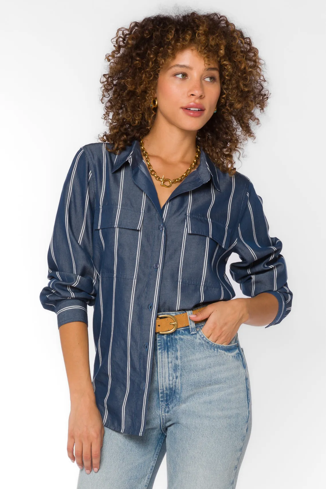 Talma Navy Stripe Shirt