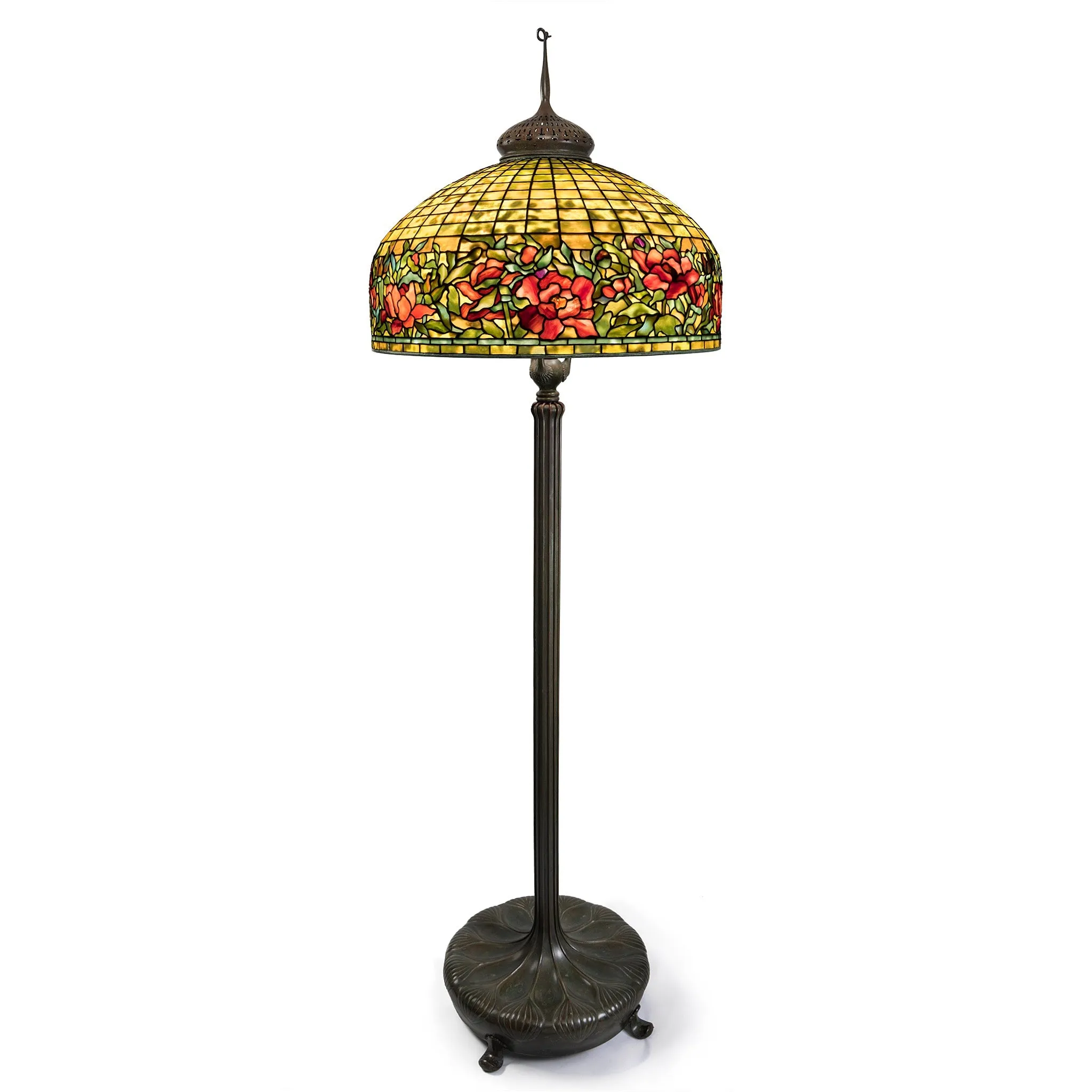 Tiffany Studios New York  "Peony" Border Floor Lamp