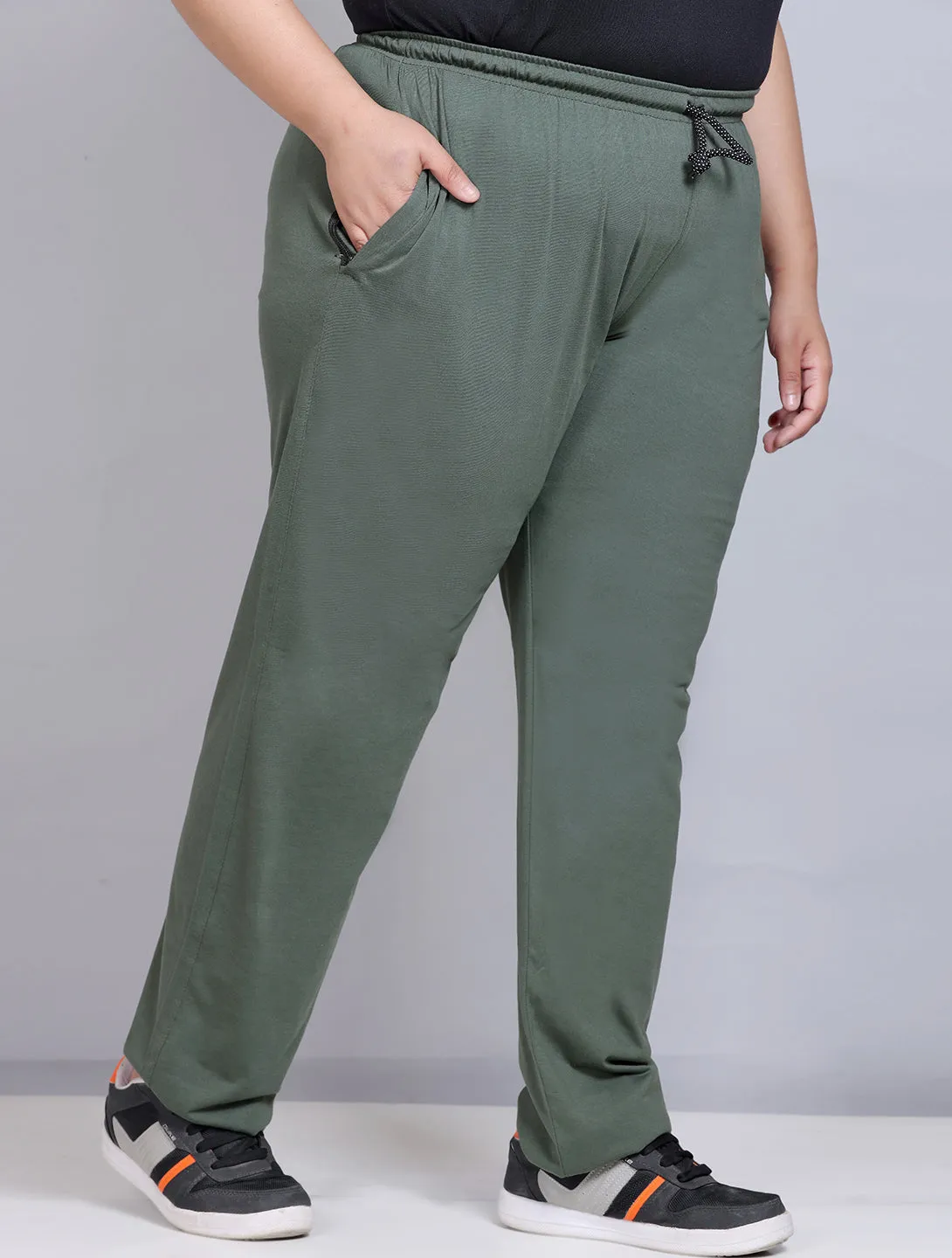 Track Pants For Women - Cotton Lowers - Olive Green