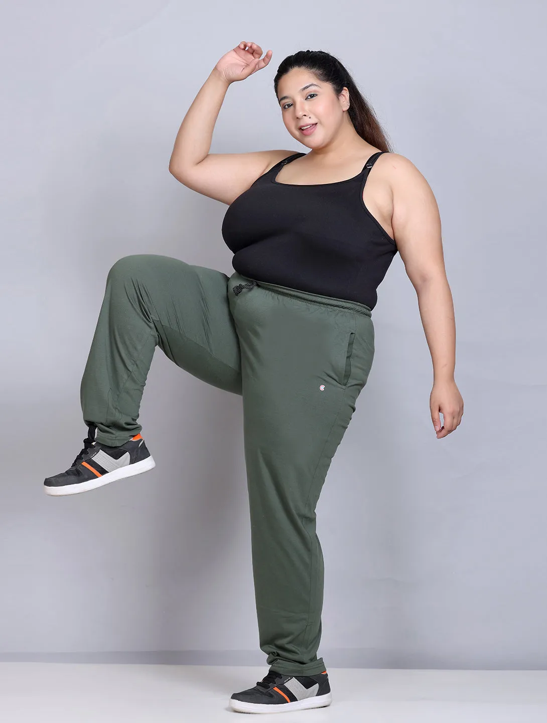 Track Pants For Women - Cotton Lowers - Olive Green