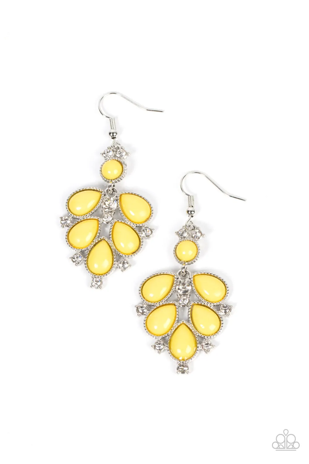 Transcendental Teardrops - Yellow Paparazzi Earrings