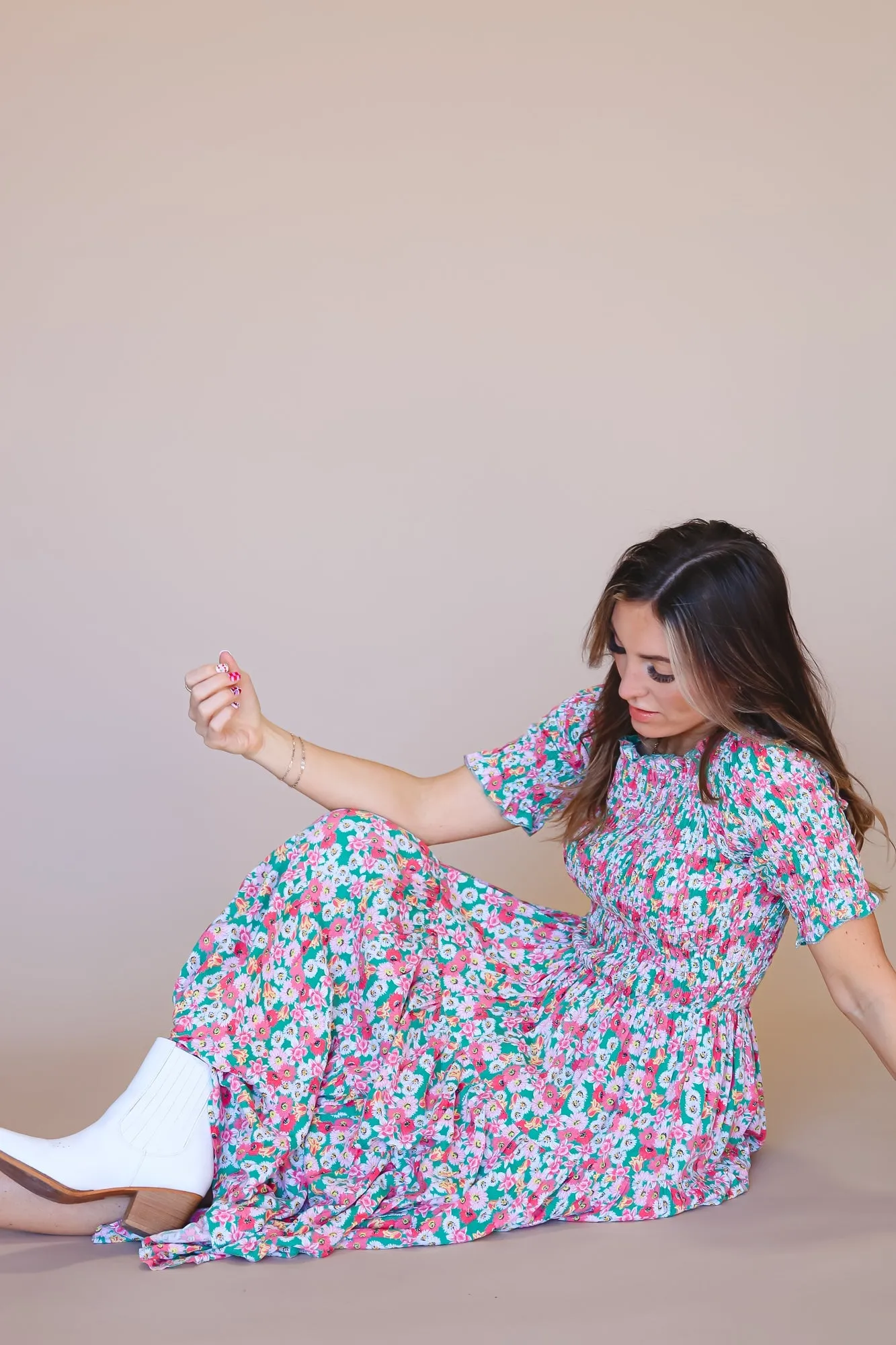 Trish Dress in Green Floral