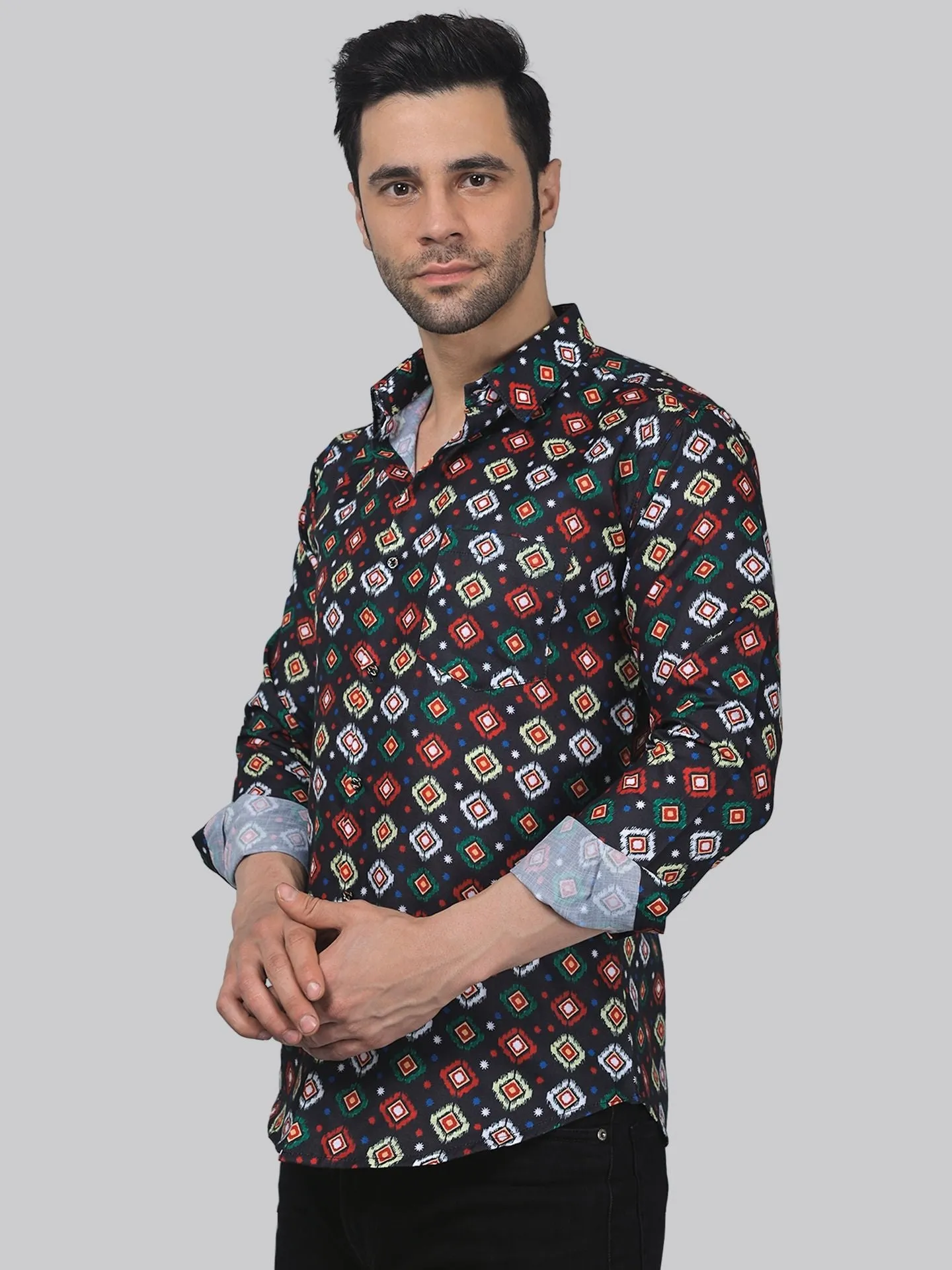 Tropical Men's Printed Full Sleeve Cotton Button-Up Shirt For Men