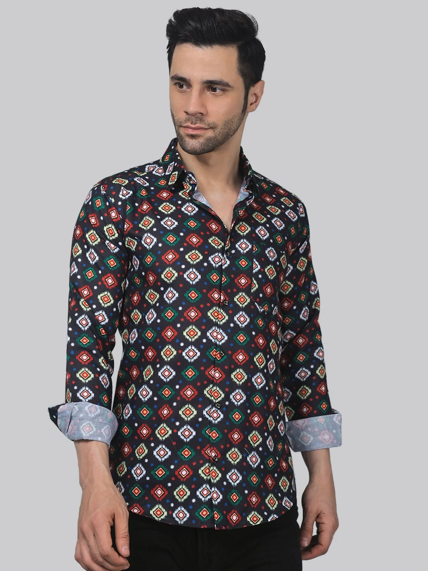 Tropical Men's Printed Full Sleeve Cotton Button-Up Shirt For Men