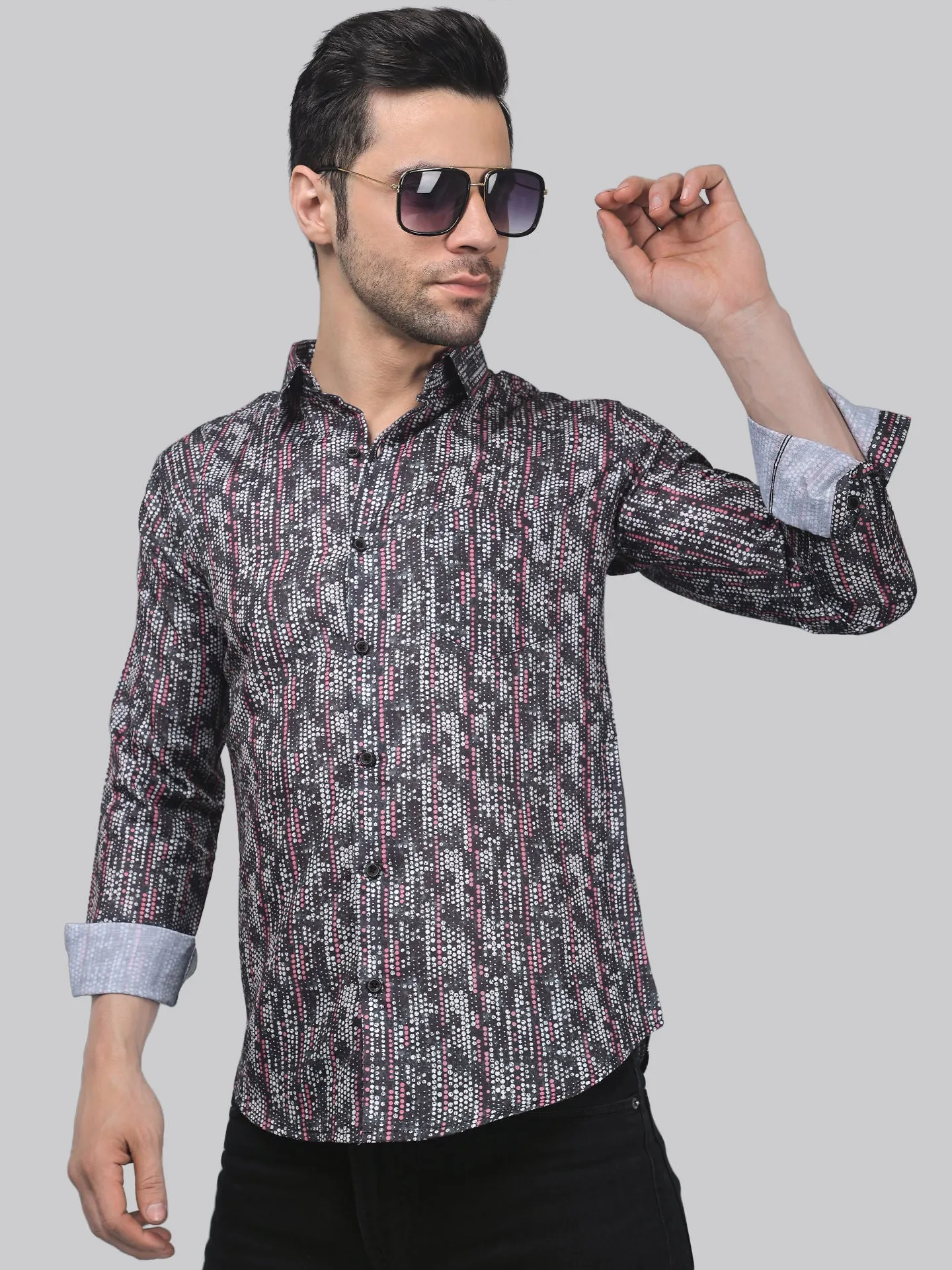 TryBuy Luxe Men's Cotton Printed Full Sleeves Button-Up Shirt For Men