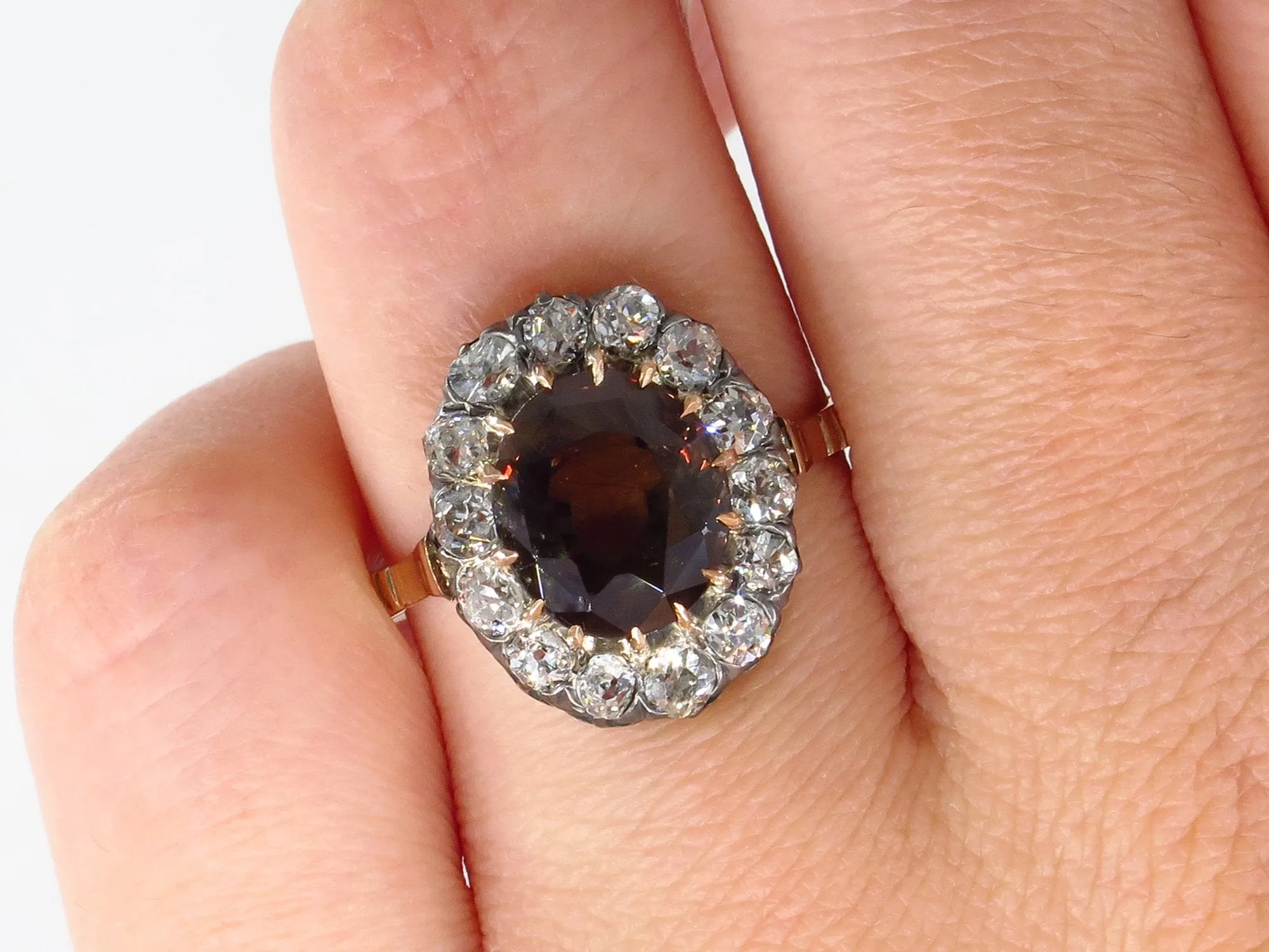 Victorian GIA 4.42ctw Natural ALEXANDRITE & Old Mine Diamonds Antique Cluster Ring