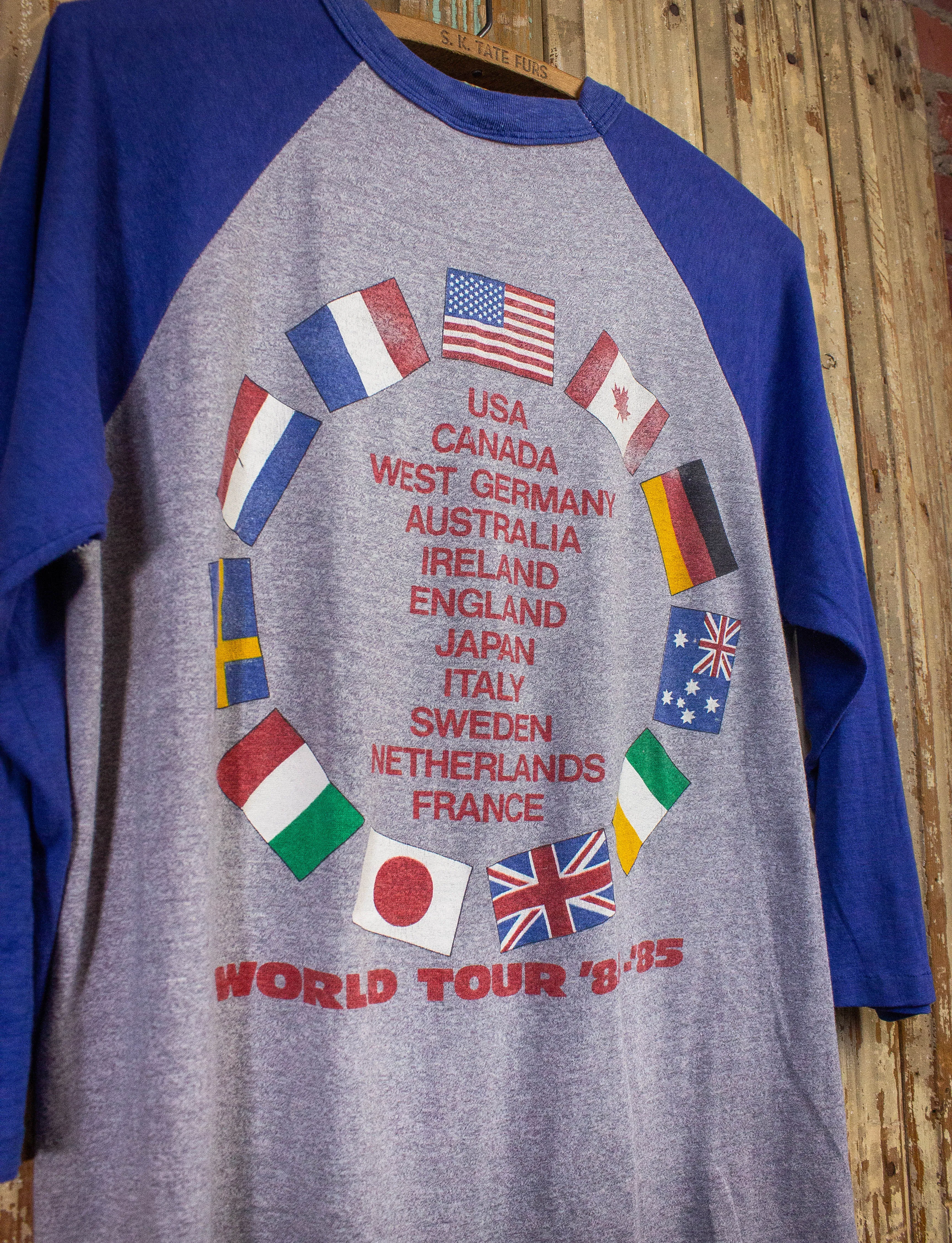 Vintage Bruce Springsteen World Tour Raglan Concert T Shirt 1984-85 Gray/Blue Large