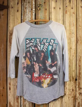 Vintage Kiss Animalize Raglan Concert T Shirt 1984-85 White/Gray Large