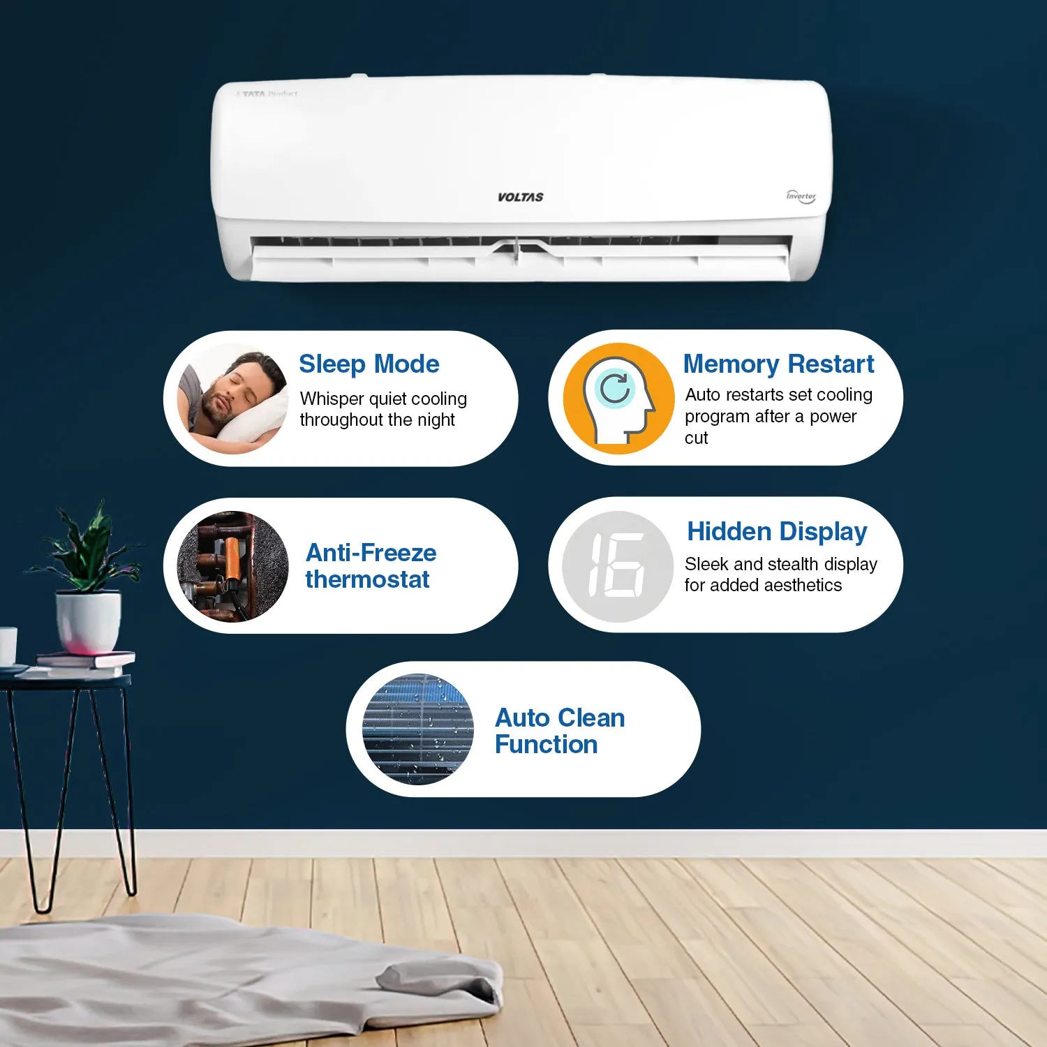 Voltas Adjustable Inverter Split AC, 1 Ton, 3 star - 123V Vectra Elegant