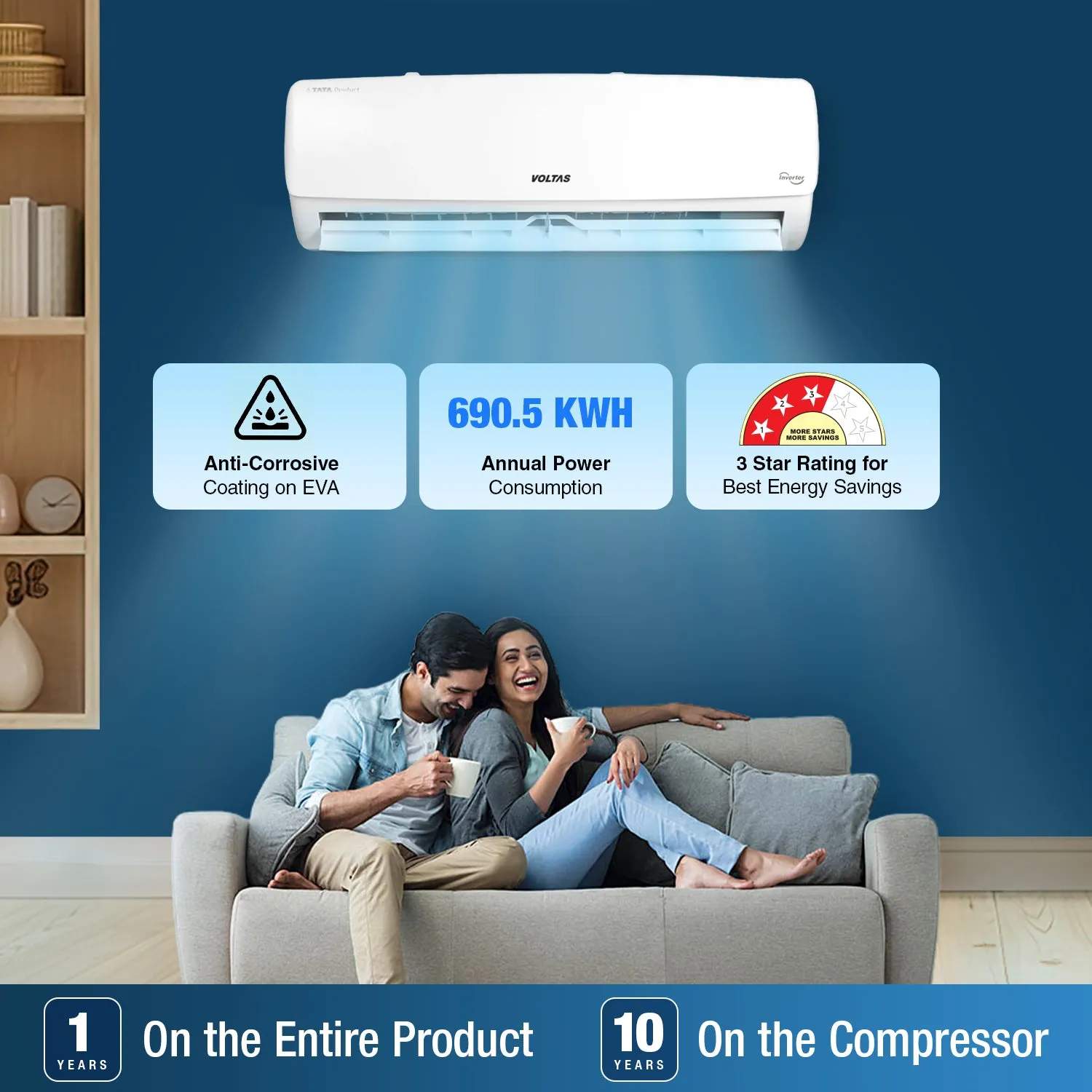 Voltas Fixed Speed Split AC, 1 Ton, 3 star - 123 Vectra Elegant