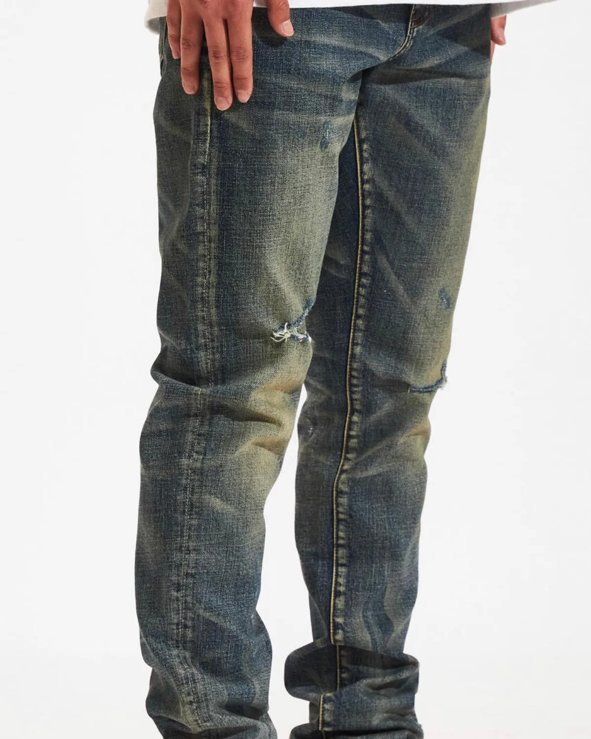 Washed Knee Ripped Denim