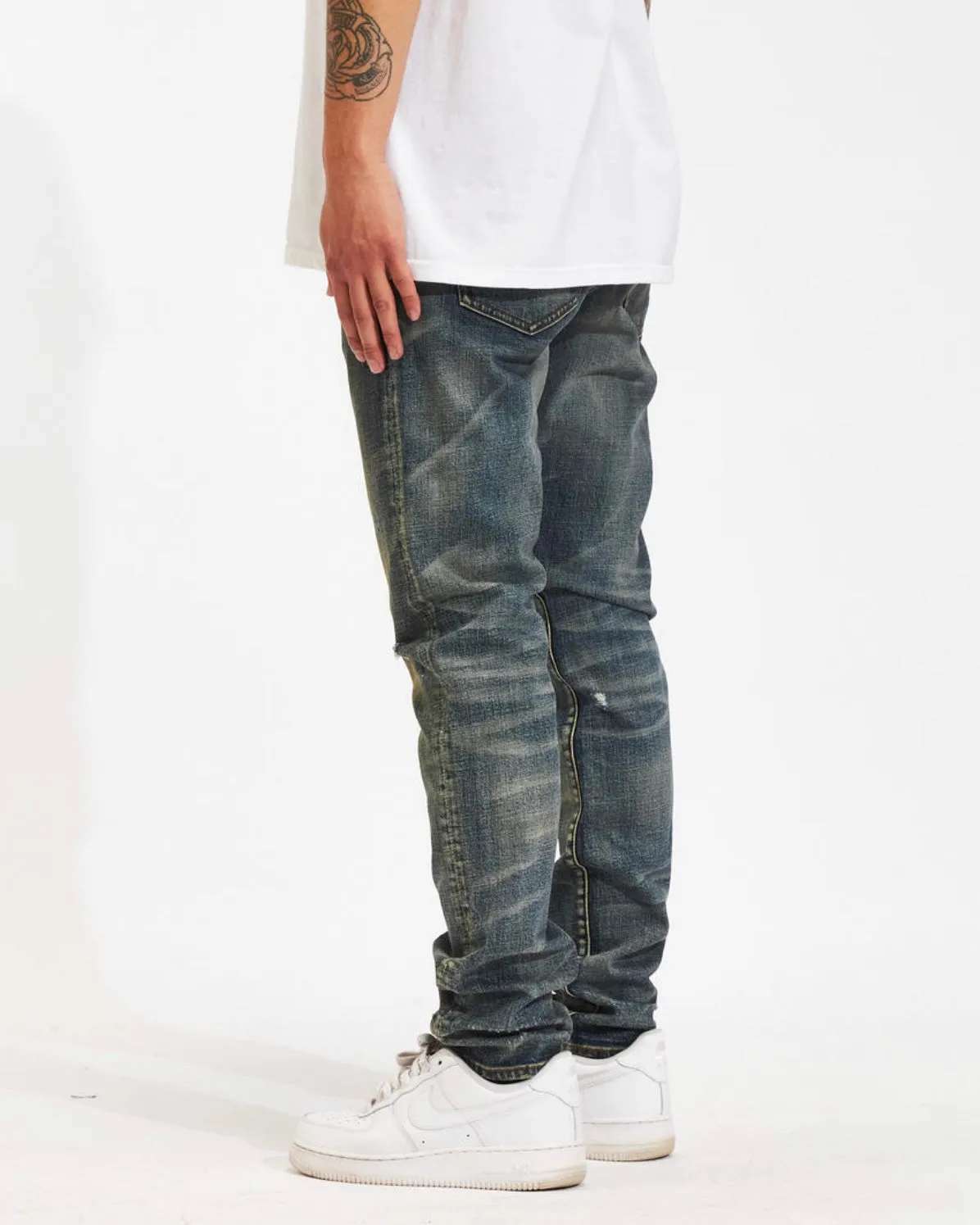 Washed Knee Ripped Denim