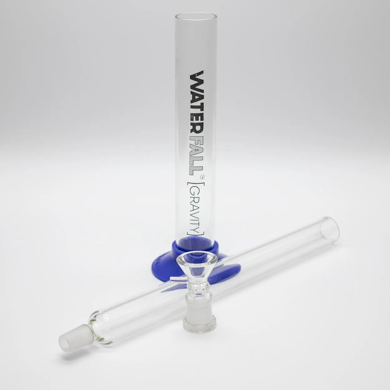 WATERFALL GRAVITY GLASS PIPE 37CM BLUE BASE