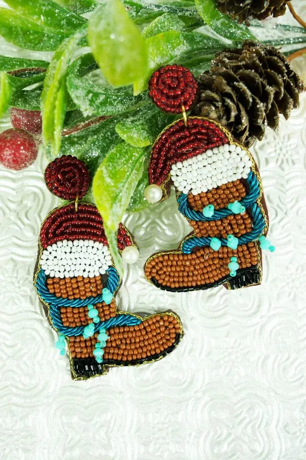 Western Christmas beaded earrings