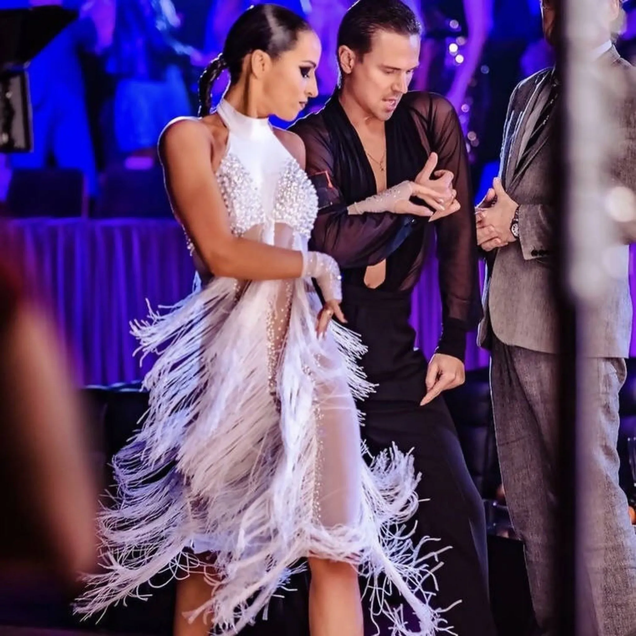 White Latin Dress with Fringe