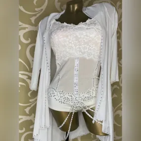 White Latin Dress with Stones