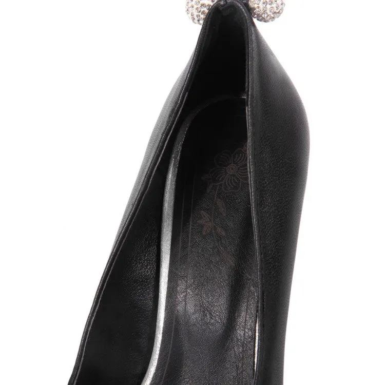 Women's Pearl High Heeled Chunky Heels Pumps