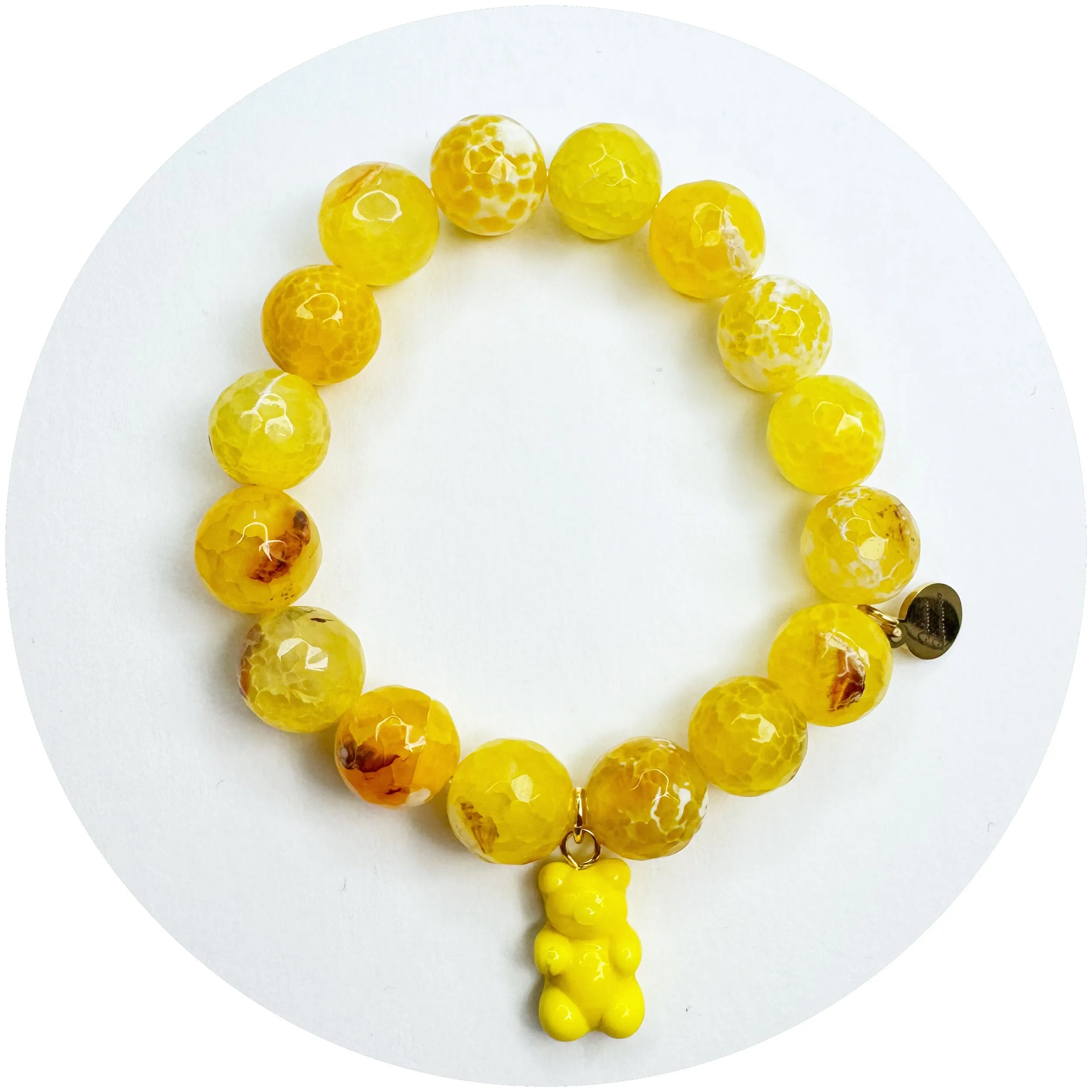 Yellow Agate with Yellow Murano Glass Gummy Bear