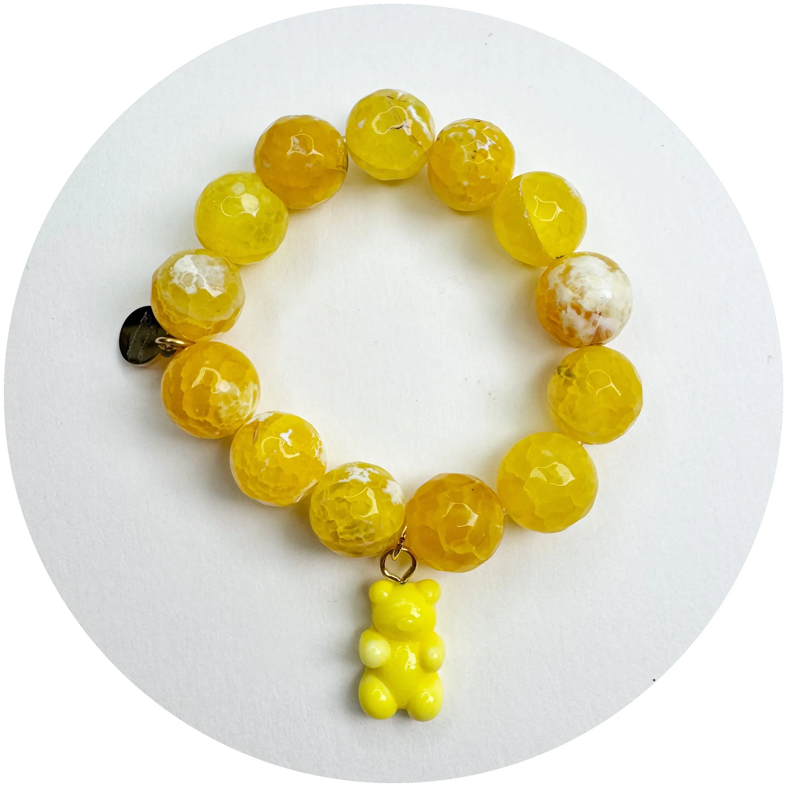 Yellow Agate with Yellow Murano Glass Gummy Bear