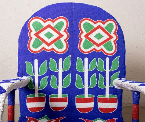 Yoruba Beaded Arm Chair Set of 2 | Blue