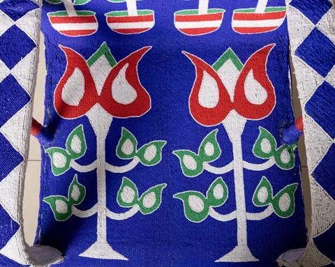 Yoruba Beaded Arm Chair Set of 2 | Blue