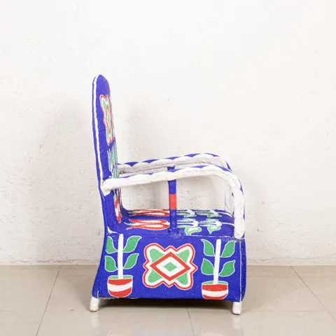 Yoruba Beaded Arm Chair Set of 2 | Blue