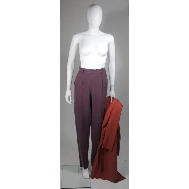 YVES SAINT LAURENT Mauve Silk Three Piece Pant Suit | Size 38